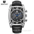 Hot selling benyar 5113 men's watch fashion multifunctional quartz watches waterproof genuine leather wristwatches wholesale